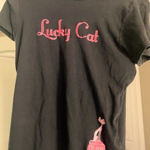 2/$20 Pink Panther Lucky Cat Vintage Cartoon 40th Anniversary Black Top Junior L